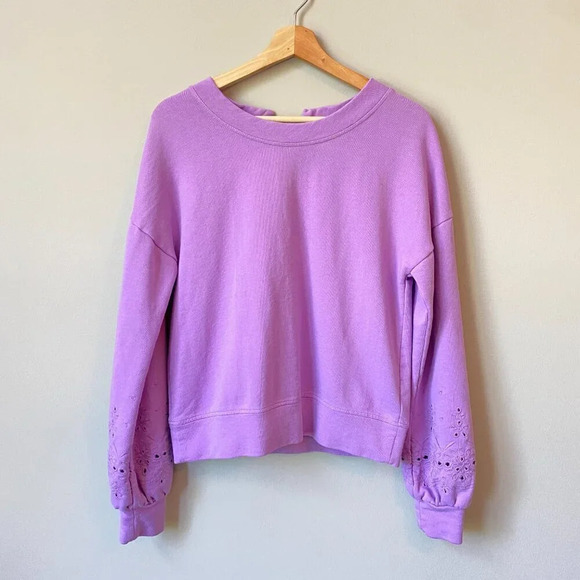 Halogen Women's Size Small Eyelet Purple Crewneck Pullover Sweatshirt Romantic - Picture 4 of 16
